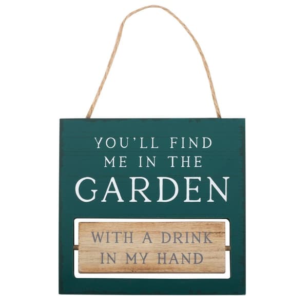 Something Different You´ll Find Me In The Garden Reversible Hanging Sign Green/White/Brown One Size