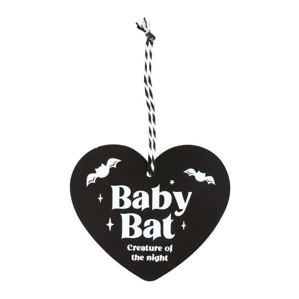 Something Different Baby Bat Heart Hanging Sign Black/White One Size