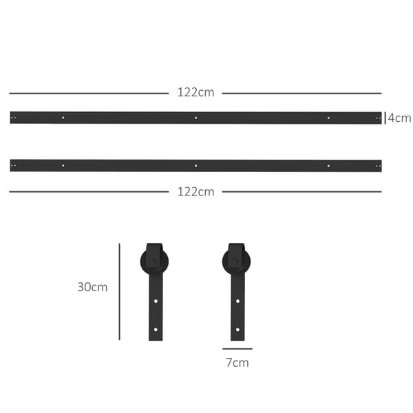 Skydedør Hardware Sæt, B81-039V02BK, 244x0.5x4 cm, Sort