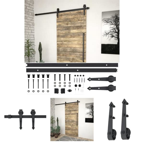 The Living Store skinnesæt til skydedør SKIEN 200 cm stål sort - Dørkarme