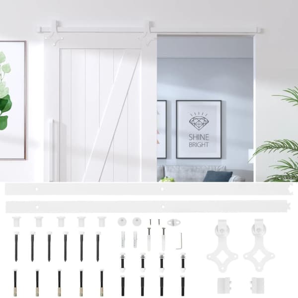 The Living Store skinnesæt til skydedør 200 cm stål hvid -  Dørkarme