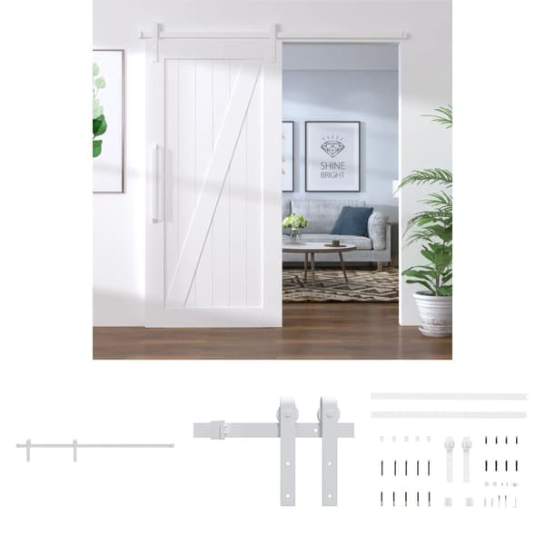 The Living Store skinnesæt til skydedør 183 cm stål hvid -  Dørkarme