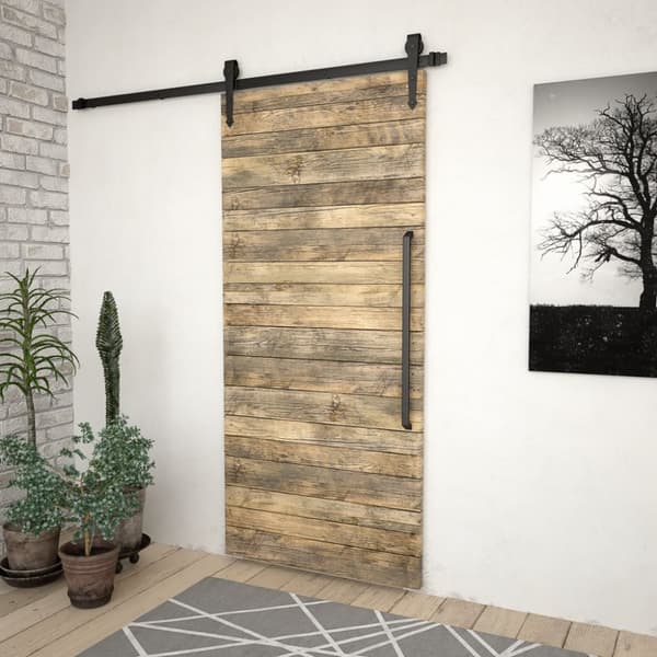 The Living Store skinnesæt til skydedør 183 cm stål sort -  Dørkarme