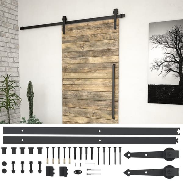 The Living Store skinnesæt til skydedør 183 cm stål sort -  Dørkarme