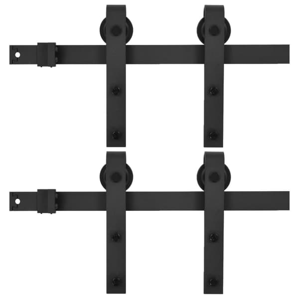 The Living Store skinnesæt til skydedøre 2 stk. 183 cm stål sort -  Dørkarme