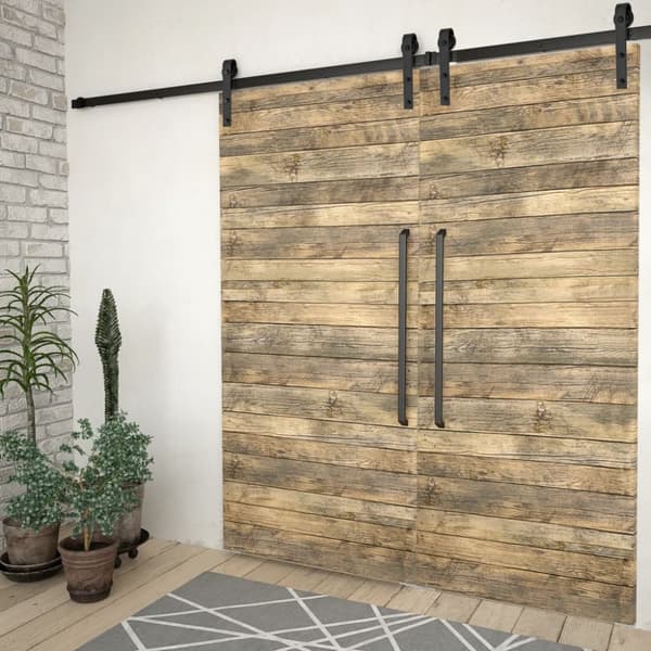 The Living Store skinnesæt til skydedøre 2 stk. 183 cm stål sort -  Dørkarme