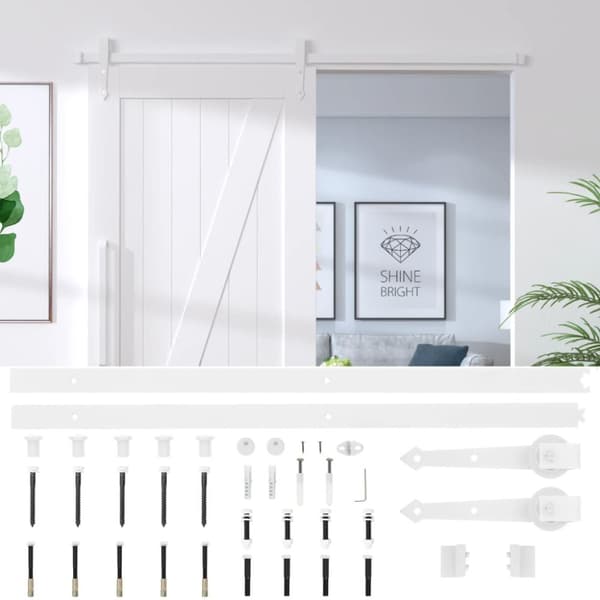 The Living Store skinnesæt til skydedør 183 cm stål hvid - Dørkarme