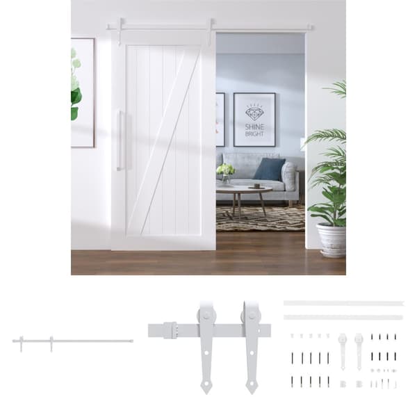 The Living Store skinnesæt til skydedør 183 cm stål hvid - Dørkarme