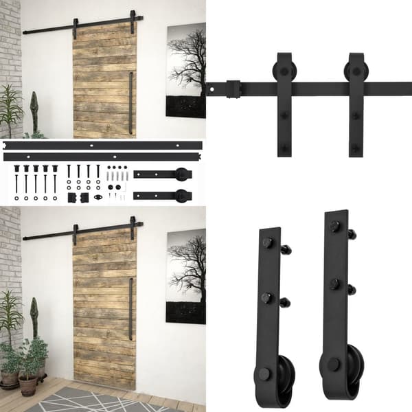 Skinnesæt til skydedør SKIEN 200 cm stål sort - Hardwarekit Til Skydedør - Hardwaresæt Til Skydedøre - Home & Living