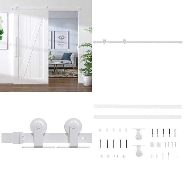 Skjutdörrsbeslag 183 cm stål vit - Skjutbeslag - Dörrbeslag - Home & Living