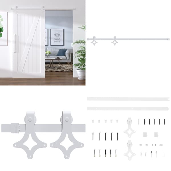 Skjutdörrsbeslag 183 cm stål vit - Skjutbeslag - Dörrbeslag - Home & Living