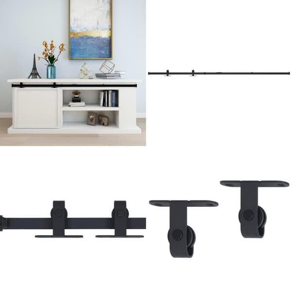 Mini-skydelågesæt til skabe kulstofstål 200 cm - Skydelågesæt - Skydelågeskinne - Home & Living