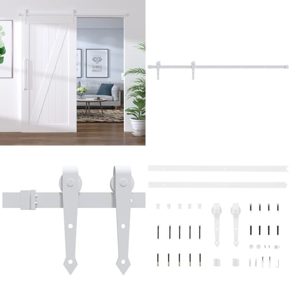 Skinnesæt til skydedør 183 cm stål hvid - Skydedørssæt - Skinnesæt - Home & Living