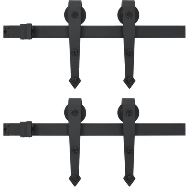 Skjutdörrsbeslag 2x183 cm stål svart