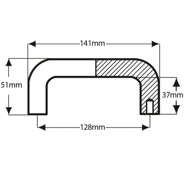 Bridgehåndtag i aluminium - 128 mm hulafstand - M6-gevind