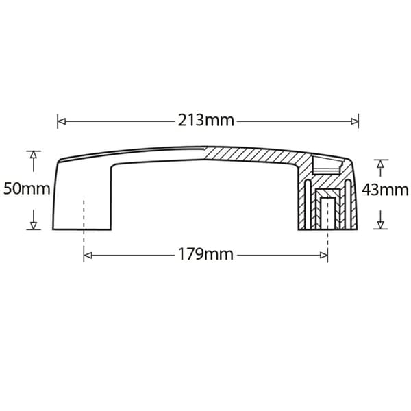 Brohåndtag i nylon - 179 mm hulafstand - M8 messinggevind