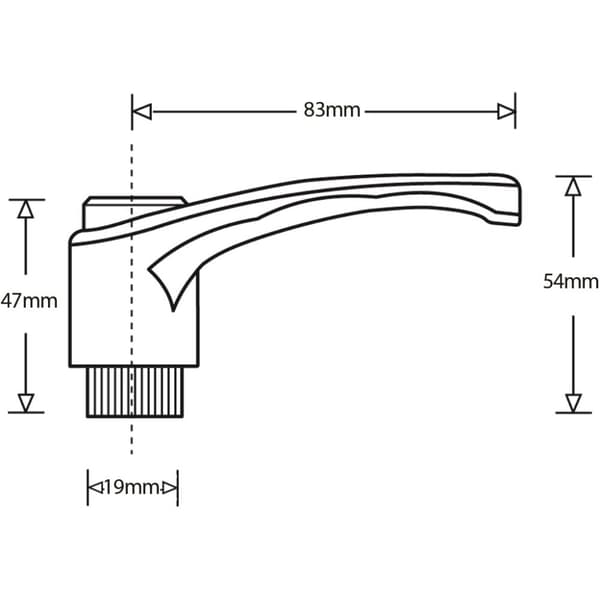 Spændehåndtag M12 indvendig nylon (zinkgevind)