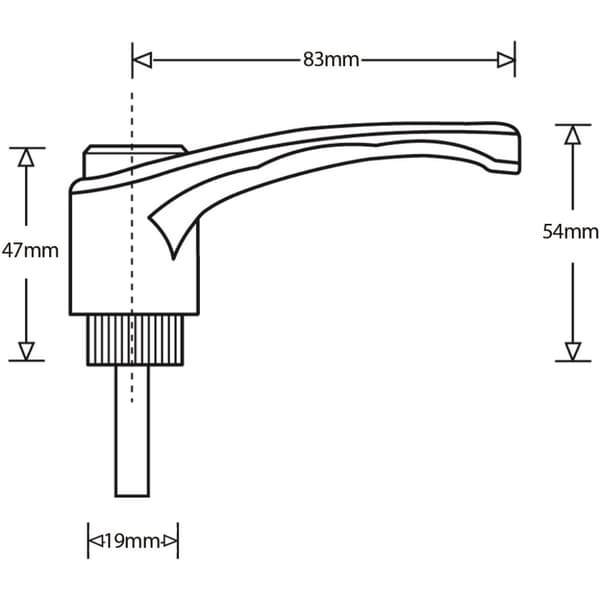 Spændehåndtag M12x50 han-nylon (zinkgevind)