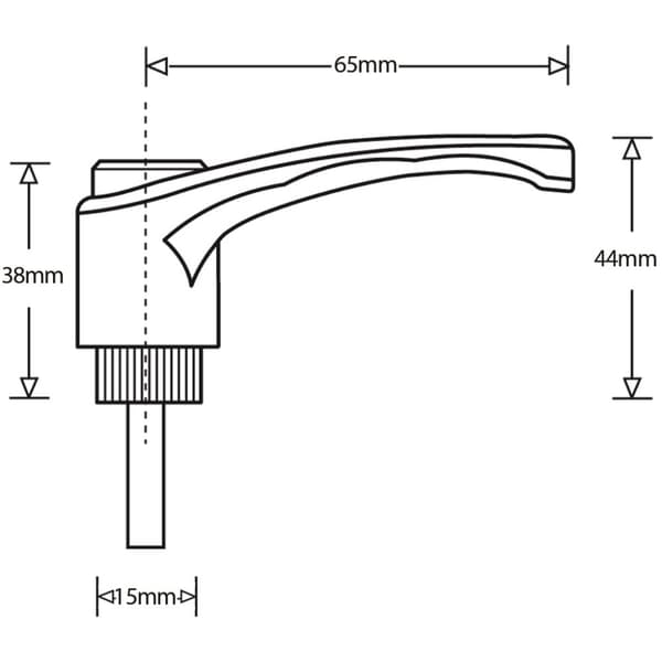 Spændehåndtag M8x40 han-nylon (zinkgevind)