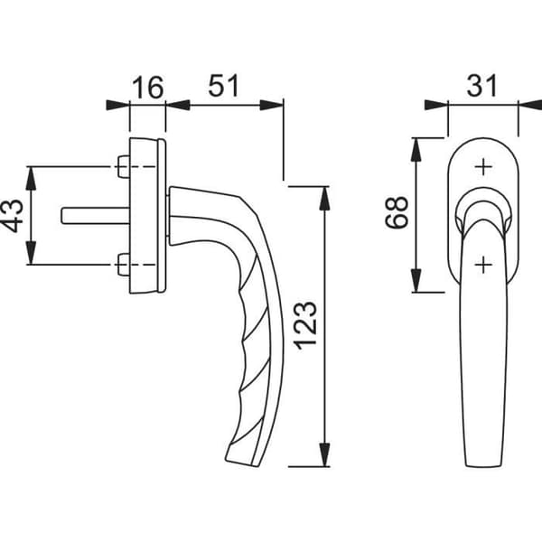 Fönsterhandtag HOPPE Luta och vrida Secustik - Atlanta - Mattsvart F9714M - 32 till 42 mm - 10772928