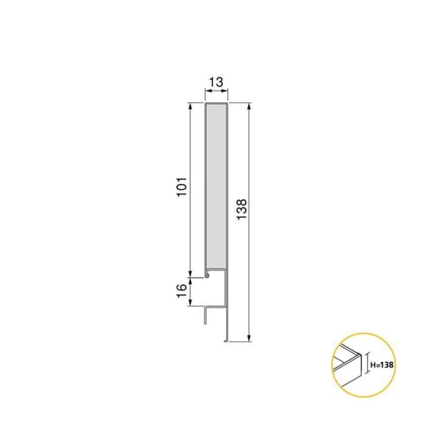 Emuca Concept utvändig låda 30 kg höjd 138 mm, 400, Antracitgrå, Stål.