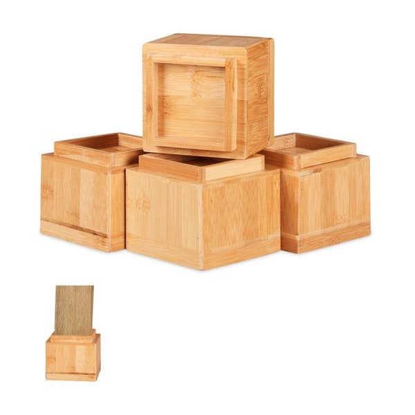 Relaxdays möbelhöjare i paket om 4, lyftare ca 8,5 cm, bord, andra möbler, 10x11,5x11,5 cm, naturlig