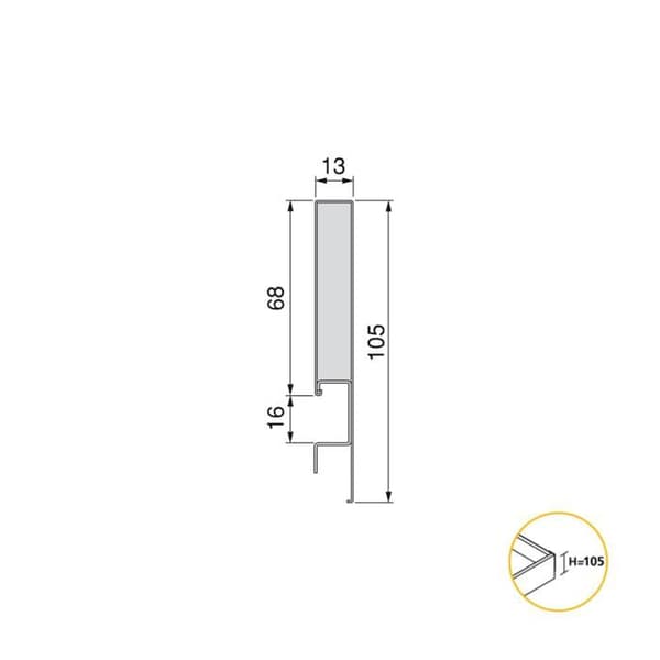 Emuca Concept utvändig låda 30 kg höjd 105 mm, 350, Antracitgrå, Stål.