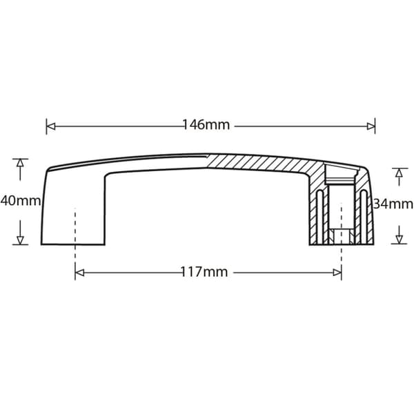 Muoviset siltakahvat 146mm Vahvistettu Nylon Matt Black Plain Bore (2 kpl)