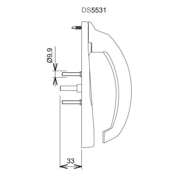 Handtag 20° inuti 5531 LA CROISEE DS - Profil 35 till 53 mm - Vit 9016 - Höger - DS5531-D086