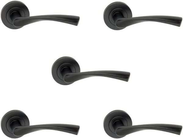 Jdel Dörrhandtag Set om 5 Svart Rosett Vev Set Wave för innerdörrar