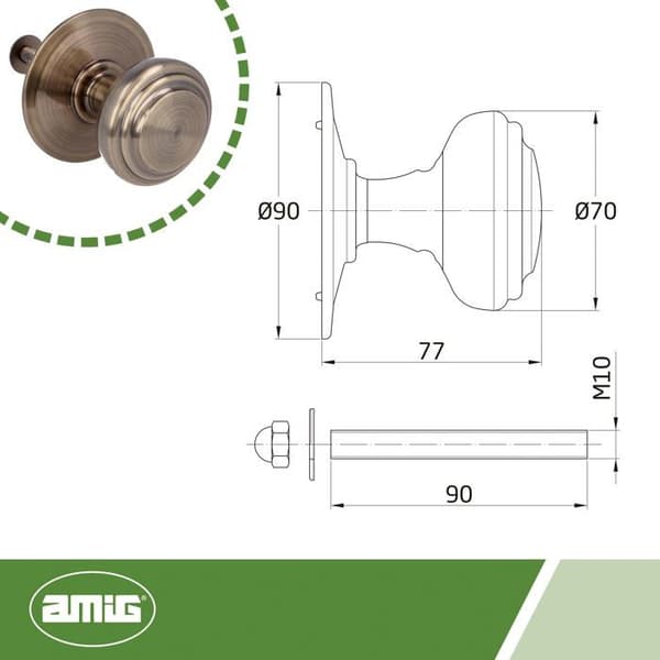 Amig dörrhandtag - 6263 - Dörrknopp i läder 15L