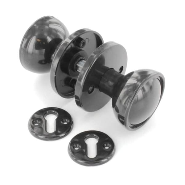 Securit Plastic Mortice Knob Set Black 60mm