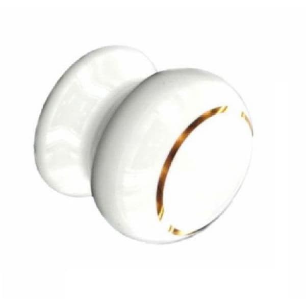 Securit Ceramic Door Knob (Pack of 2) White/Gold One Size