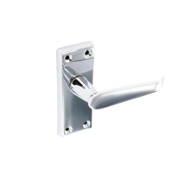 Securit Chrome Latch Handles (Pack of 2) Silver 115mm