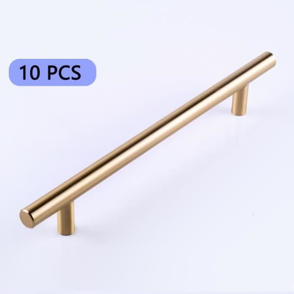 10 st T Bar Stick Köksskåp Dörrhandtag Skåp Låda Sovrumsmöbler Dra Gyllene Avstånd 190 mm, Längd: 245 mm, Diameter 10 mm