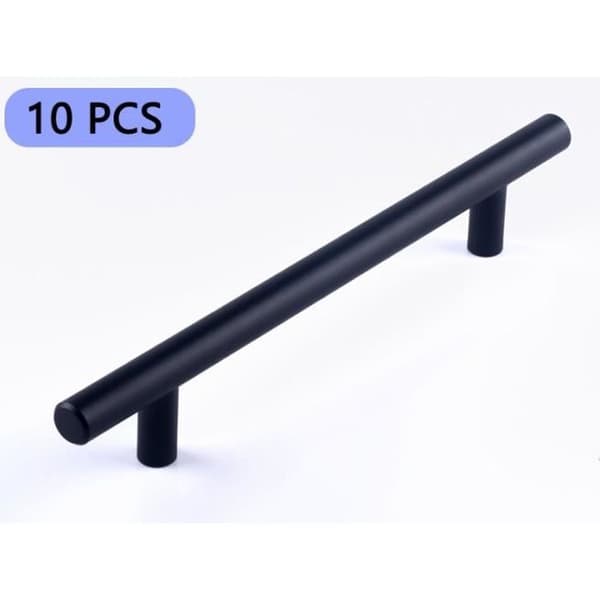 10 st T Bar Stick Köksskåp Dörrhandtag Skåp Låda Sovrumsmöbler Drag Svart Mittavstånd 100 mm, Längd: 140 mm, Diameter 10 mm