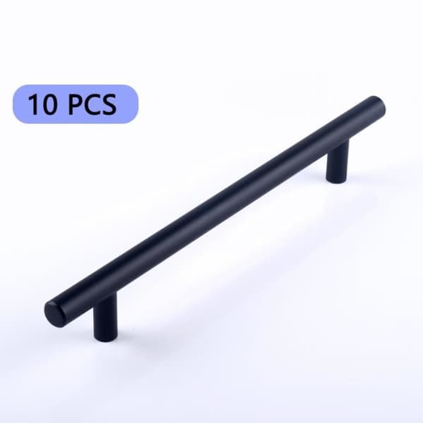 10st T Bar Stick Köksskåp Dörrhandtag Skåp Låda Sovrumsmöbler Dra svart Mittavstånd 190mm, Längd: 245mm, Diameter 10mm