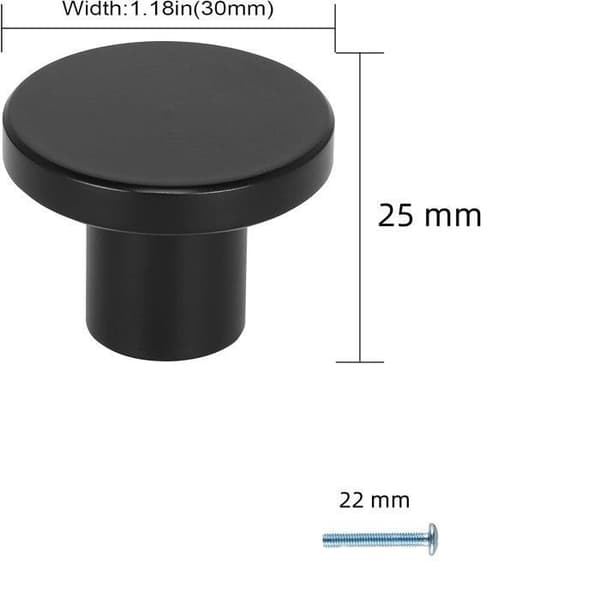 Runda skåphandtag, 4st svarta låddrag med skruvmejsel, 30*25 mm