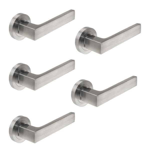 Emuca Set med 5 Mackay innerdörrhandtag, med rosett D.50mm, aluminium, satin nickel