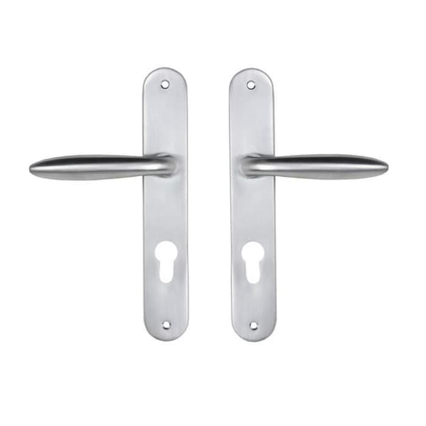 Bricard 984051 Set med zinkhandtag på Esquisse-platta för ytterdörr (för europeisk cylinder), Silver - 3188741083340