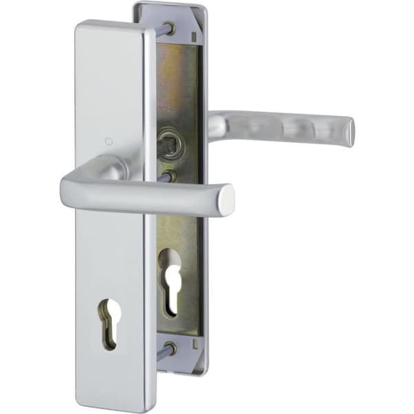 HOPPE Entrédörr Handtag London ö Standardavstånd 88 mm, anodiserad silver, lång platta Profil