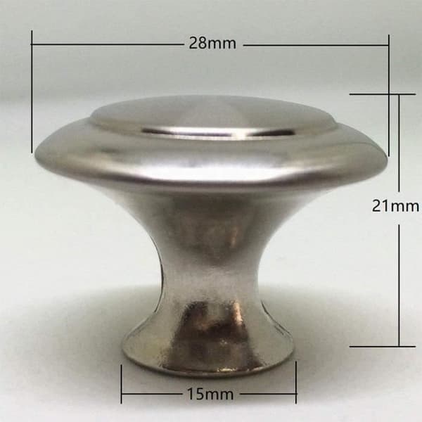 10x metall lådknopp Köksskåp Dörrknoppar i satin rostfritt stål utseende Runt silver möbelhandtag