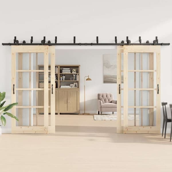 vidaXL Liukuovi Hardware Kit 400 cm Teräs Musta