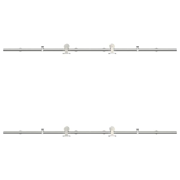 vidaXL Skjutdörrsbeslag 183 cm rostfritt stål silver