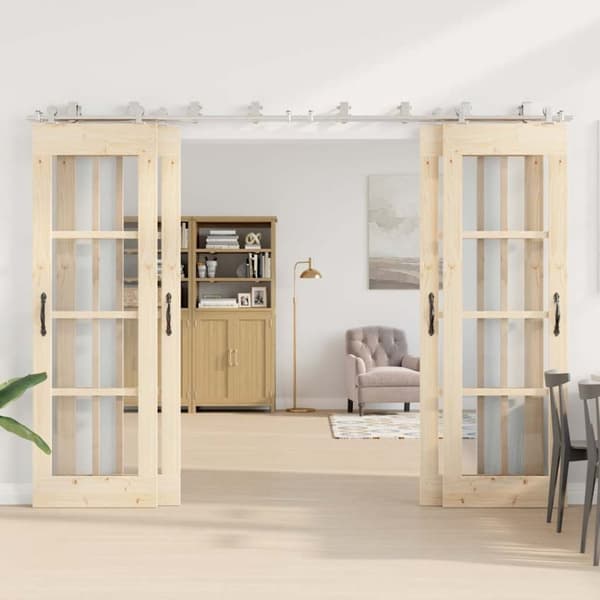 vidaXL hardwarekit til skydedør 366 cm rustfrit stål sølvfarvet