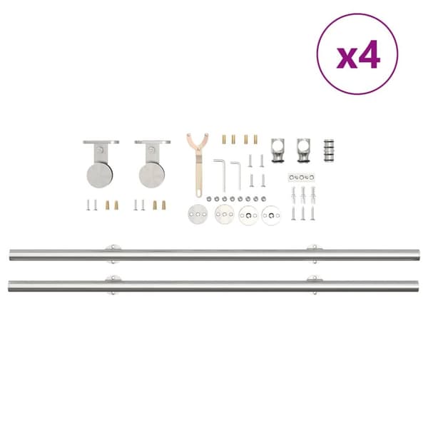 vidaXL hardwarekit til skydedør 366 cm rustfrit stål sølvfarvet