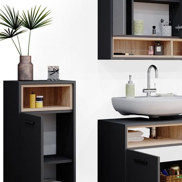 Badrumsmöbelset Beatrice, 3 delar, Anthracite, Sonoma, Vicco