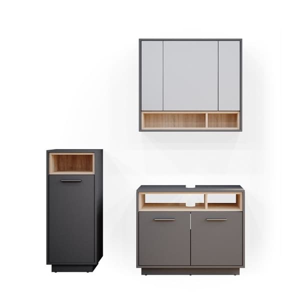 Badrumsmöbelset Beatrice, 3 delar, Anthracite, Sonoma, Vicco