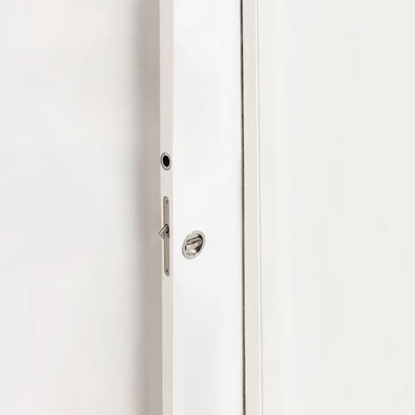 Emuca Spärrsats med rund bult för skjutdörr, stål, satin nickel