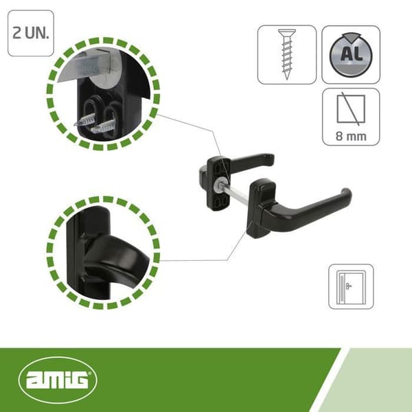 AMIG 19246 | EPSILON aluminiumhandtag | 132 x 70 mm | Aluminium | Svart